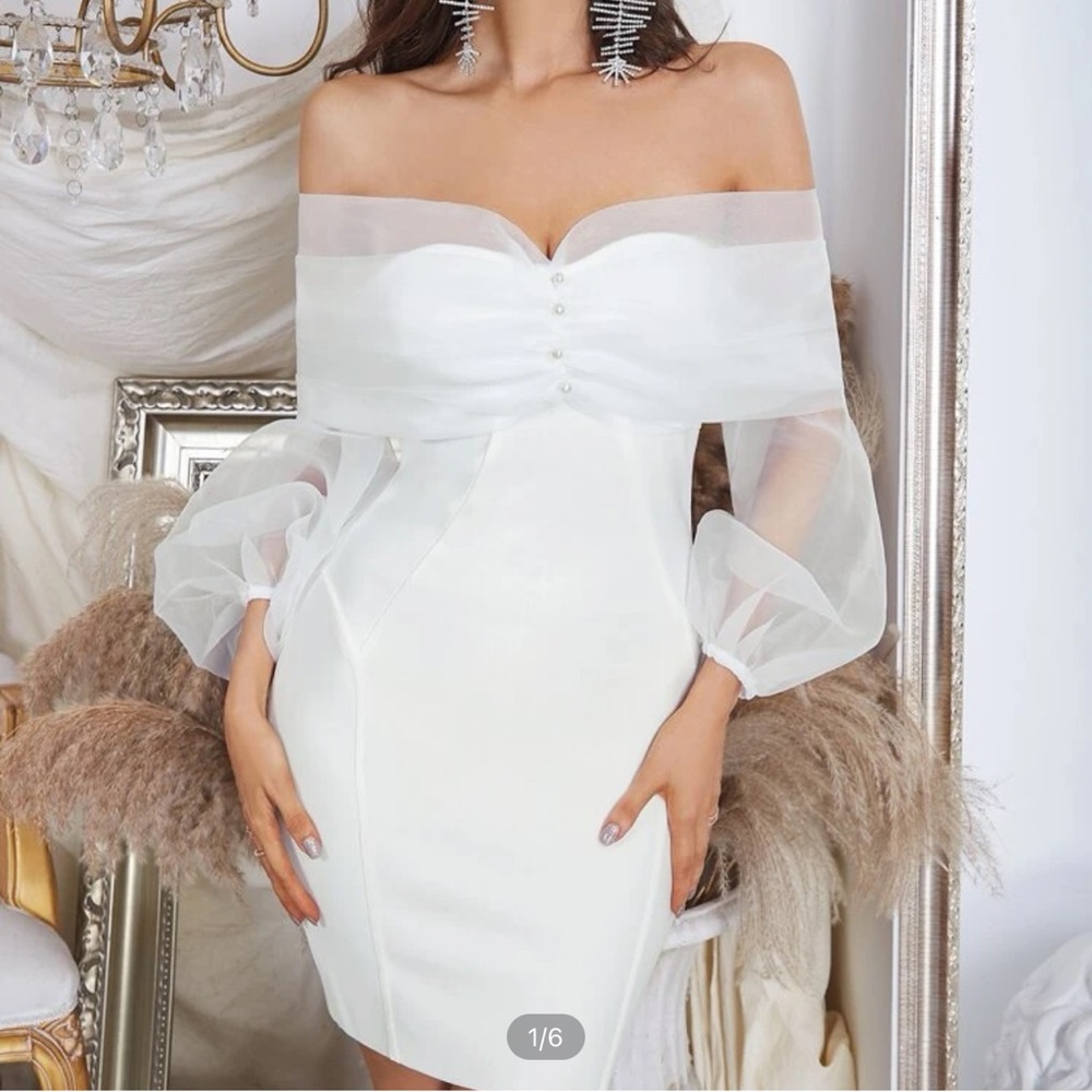 Off The Shoulder Mesh Dress